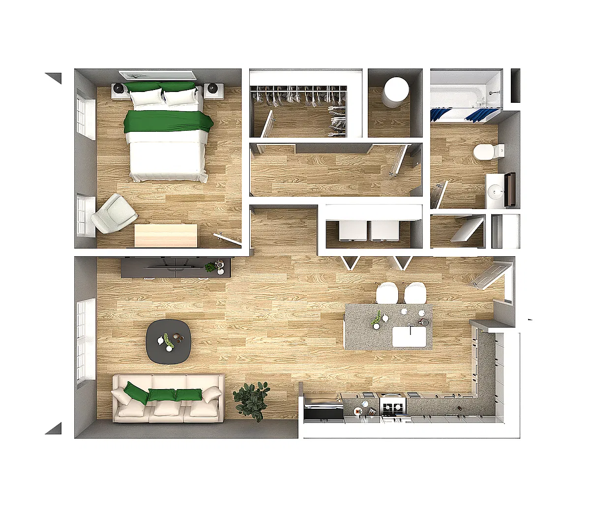 Floor plan 1 BR, 1 BA