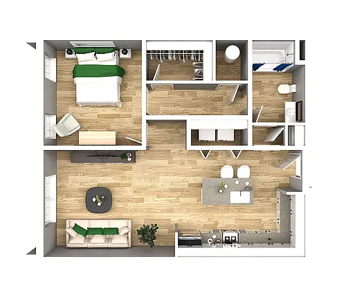 Floor plan 1 BR, 1 BA