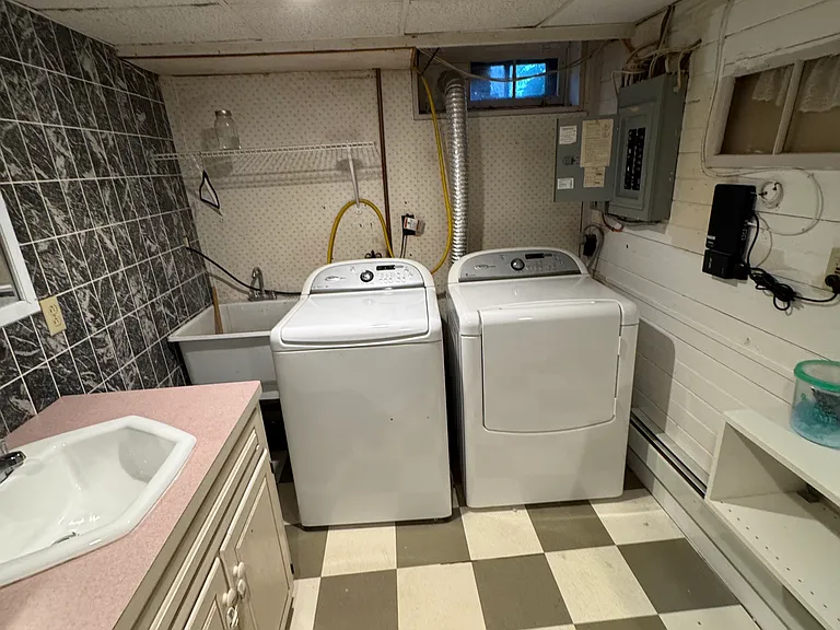 basement laundry room and bathroom