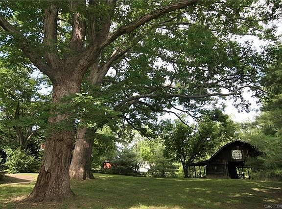 Expansive fenced in back yard with old growth oaks and early 20th Century Dairy Barn.