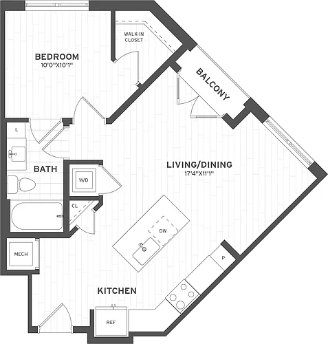 Floor plan 1 Bed/1 Bath-A2.6