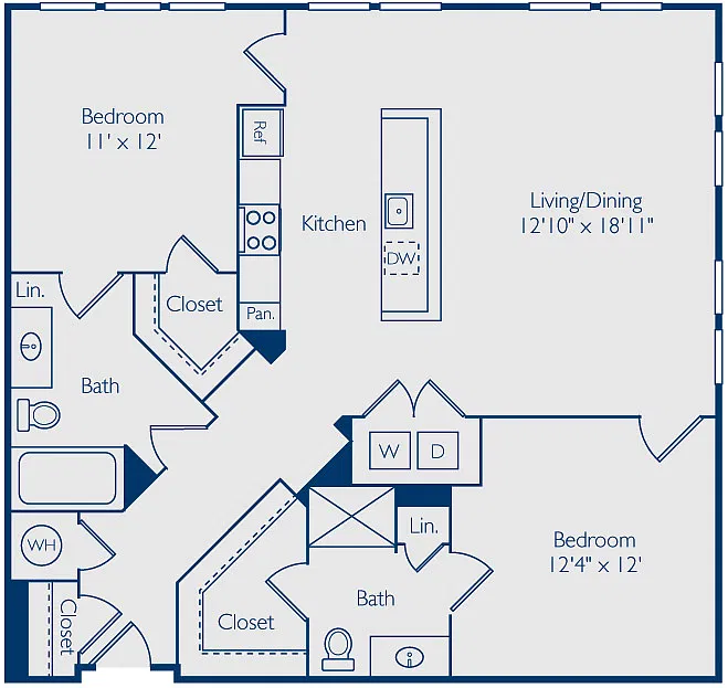 Floor plan 2 Bed 2 Bath B2F