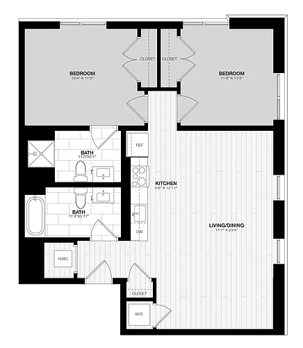 Floor plan 2 Bed/2 Bath-D2