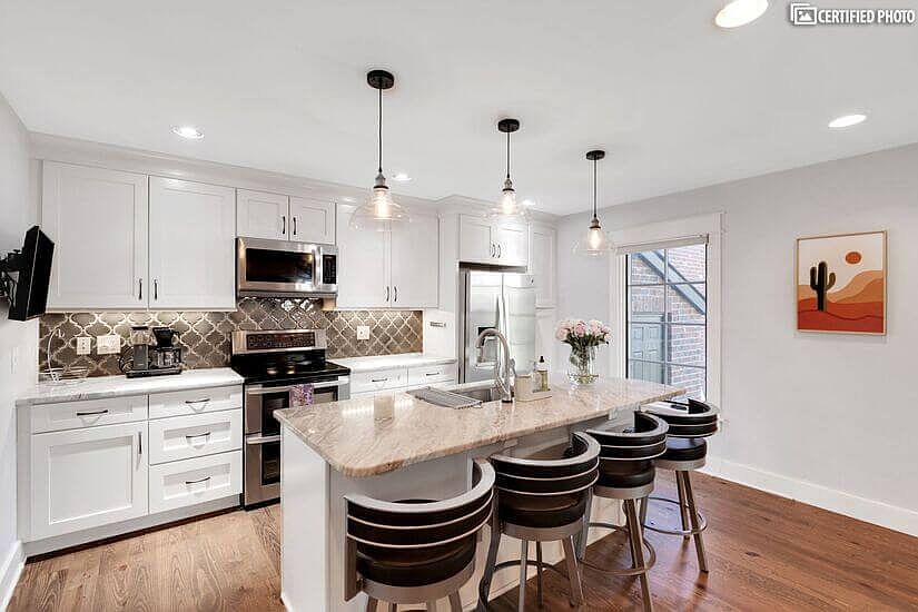 Spacious kitchen with ample seating