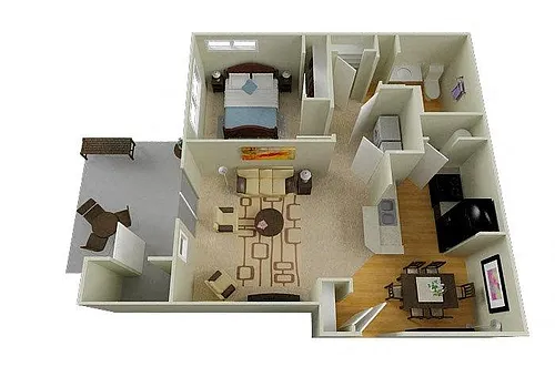 Floor plan Columbia (1x1)