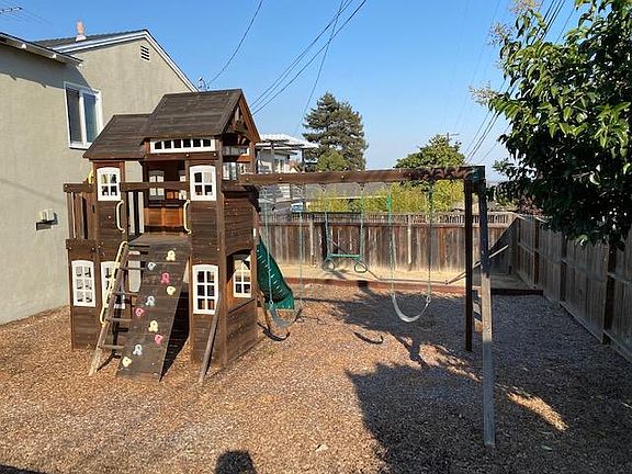 Play structure in backyard