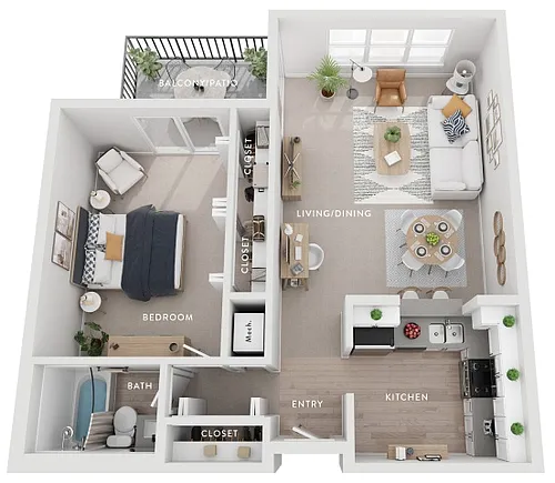 Floor plan Oak (As) 1 Bedroom Apartment