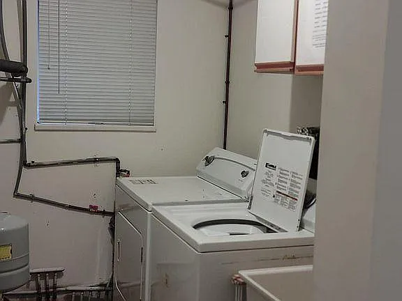 Shared laundry and Floor heating furnace.