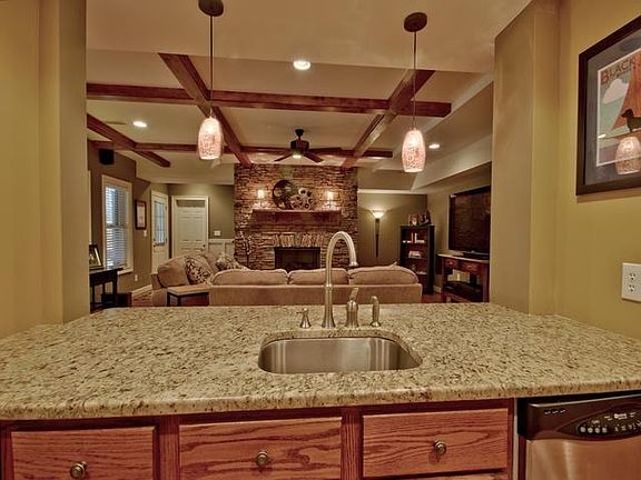 View from Kitchen bar area into living room.