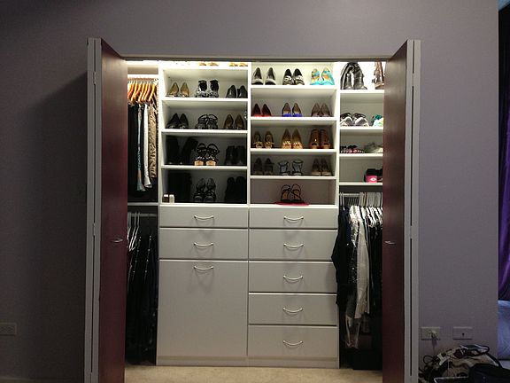 One of two closets in bedroo