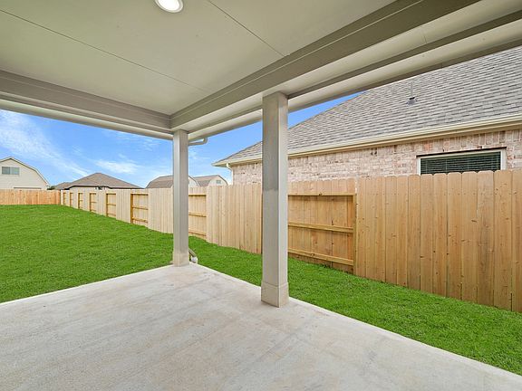 Covered patio in backyard