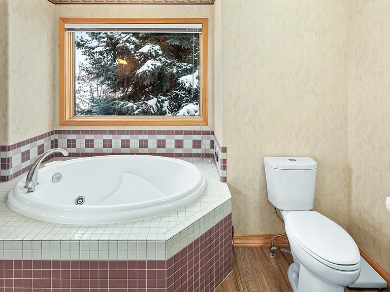 Large garden tub with a separate shower.