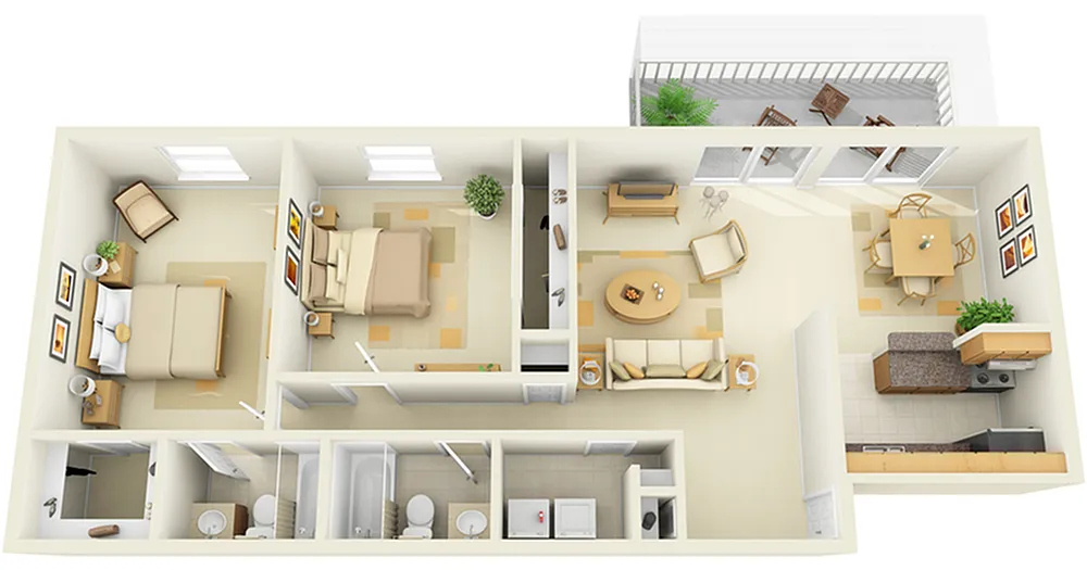 Floor plan 2 x 2 Birchwood
