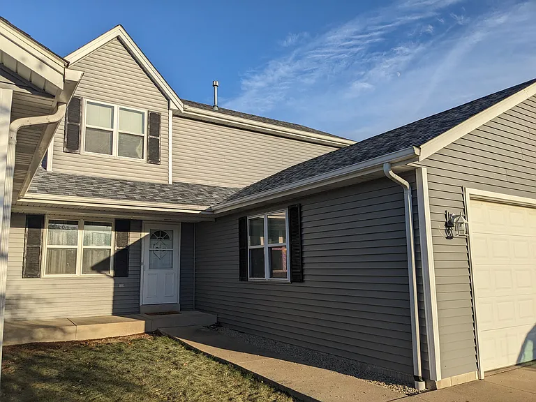 Front door and garage