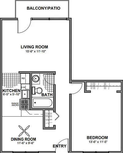 Floor plan Moonlight - 1 bed/1 bath
