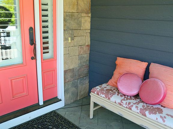 Cozy front porch overlooking Mordecai Park