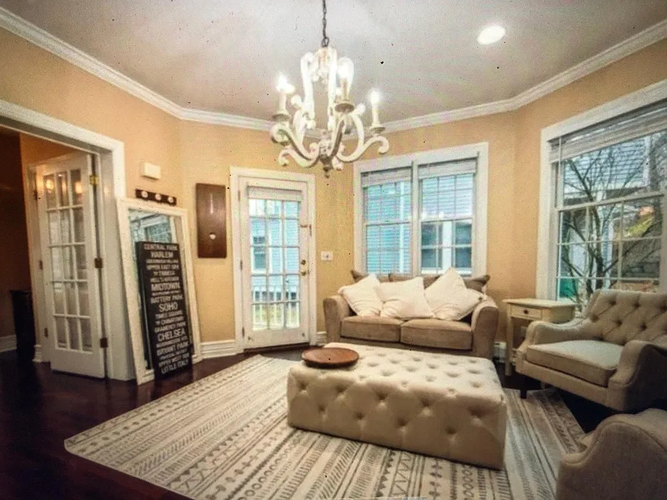 Living Room and Private Entry from Covered Front Porch