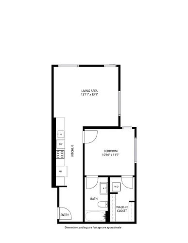 Floor plan 1 Bed and 1 Bath D