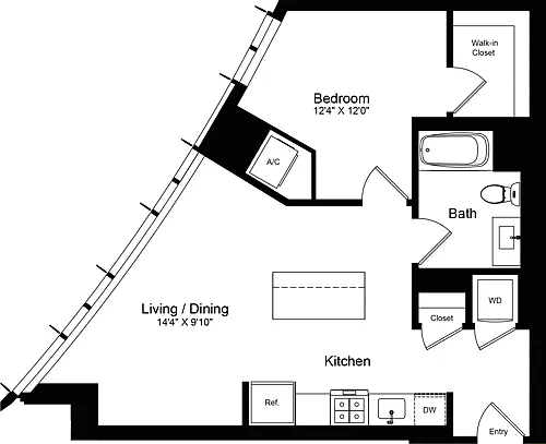 Floor plan 1 Bedroom L