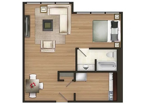 Floor plan S3: Studio 556 SF