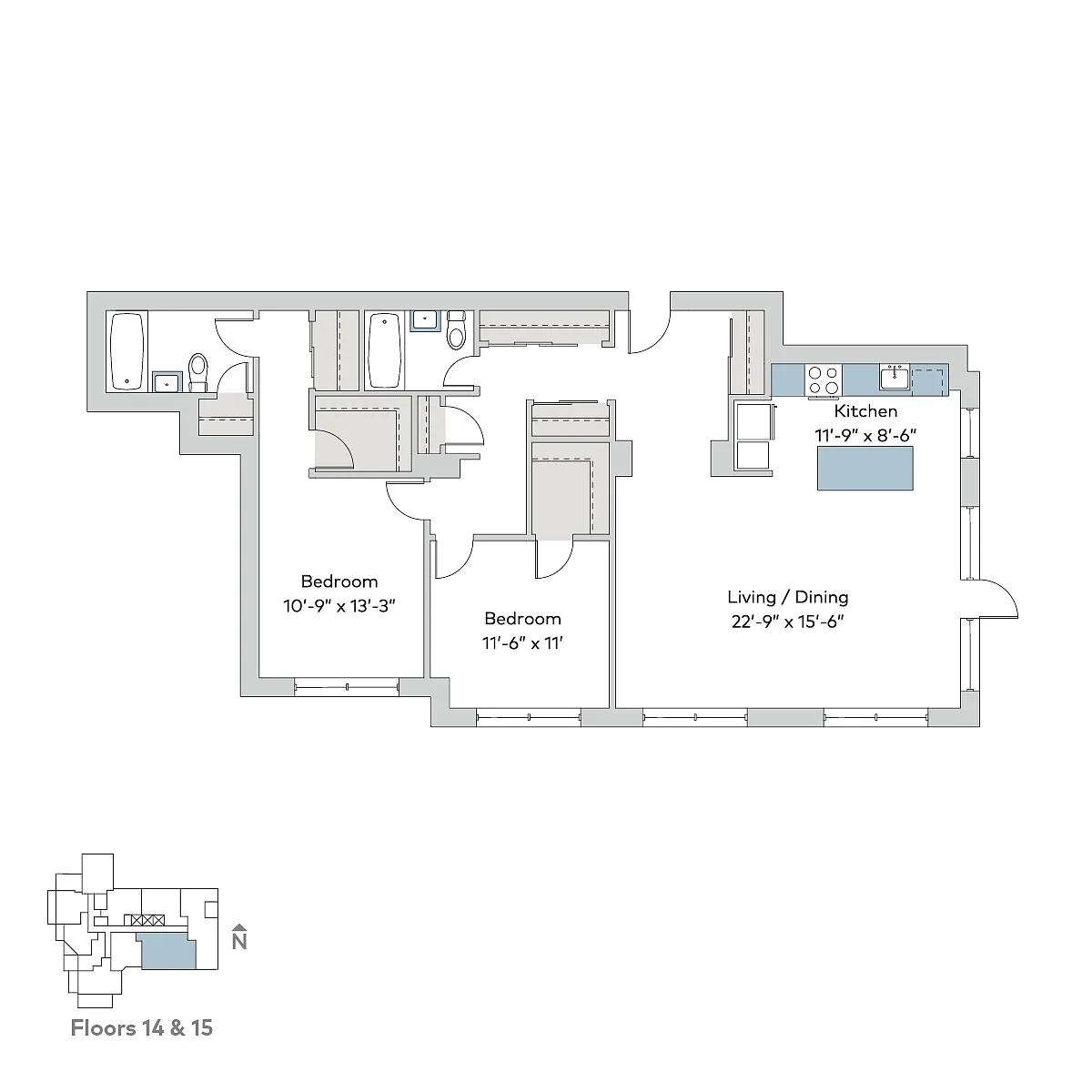 Floor plan mon-2bl