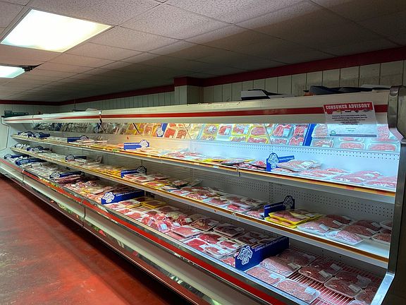 Double meat cases to keep foods cold