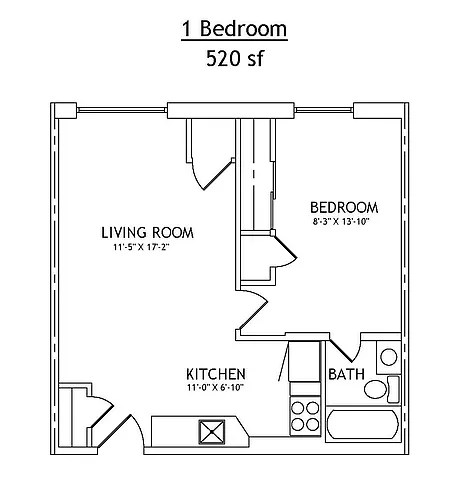 Floor plan 1 Bed REMODELED
