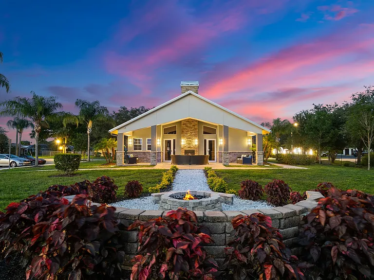 Sunset Over Clubhouse and Firepit