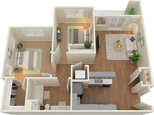 Floor plan 2 Bed 1 Bath B1 ALT