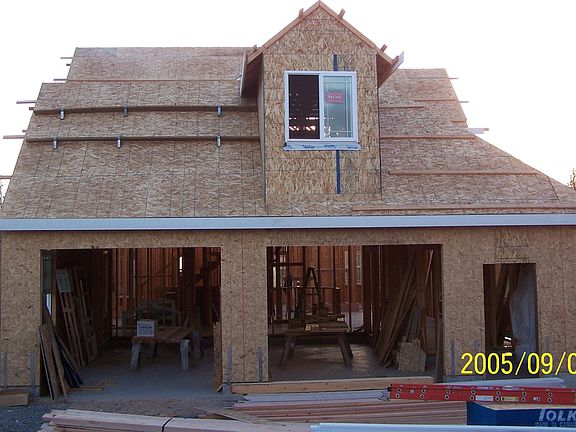 Garage side as it was being built