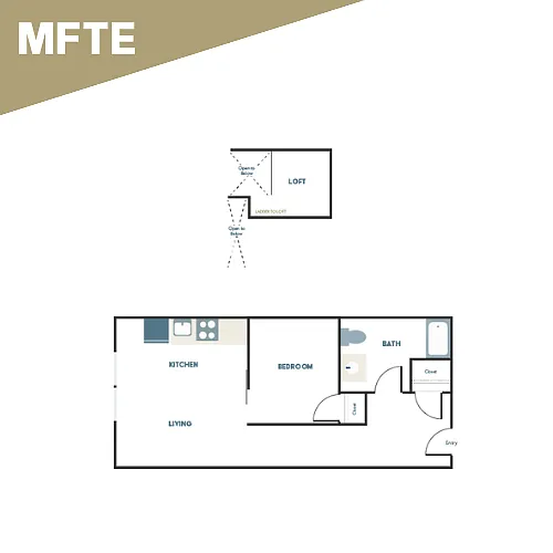 Floor plan Open 1x1 - B2 + Loft - Affordable