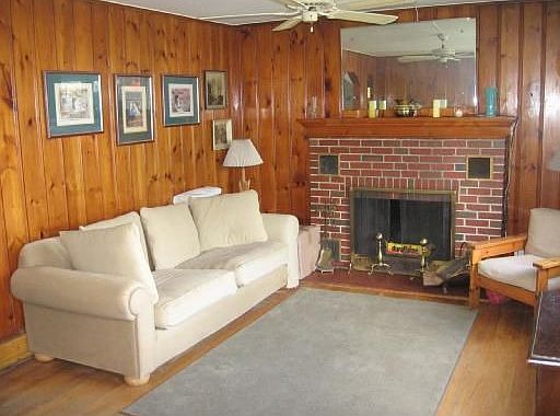 Living Room with wood burning fireplace