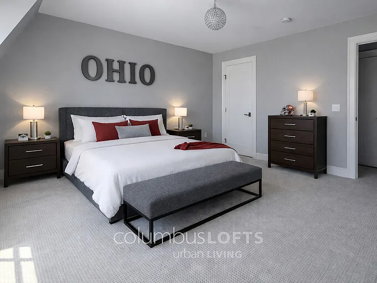 upper level bedroom on opposite side has larger walk-in closet plus small secondary closet, too.