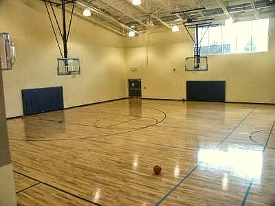 In the gymnasium, multi-purpose courts accommodate basketball, pickleball, volleyball and more.