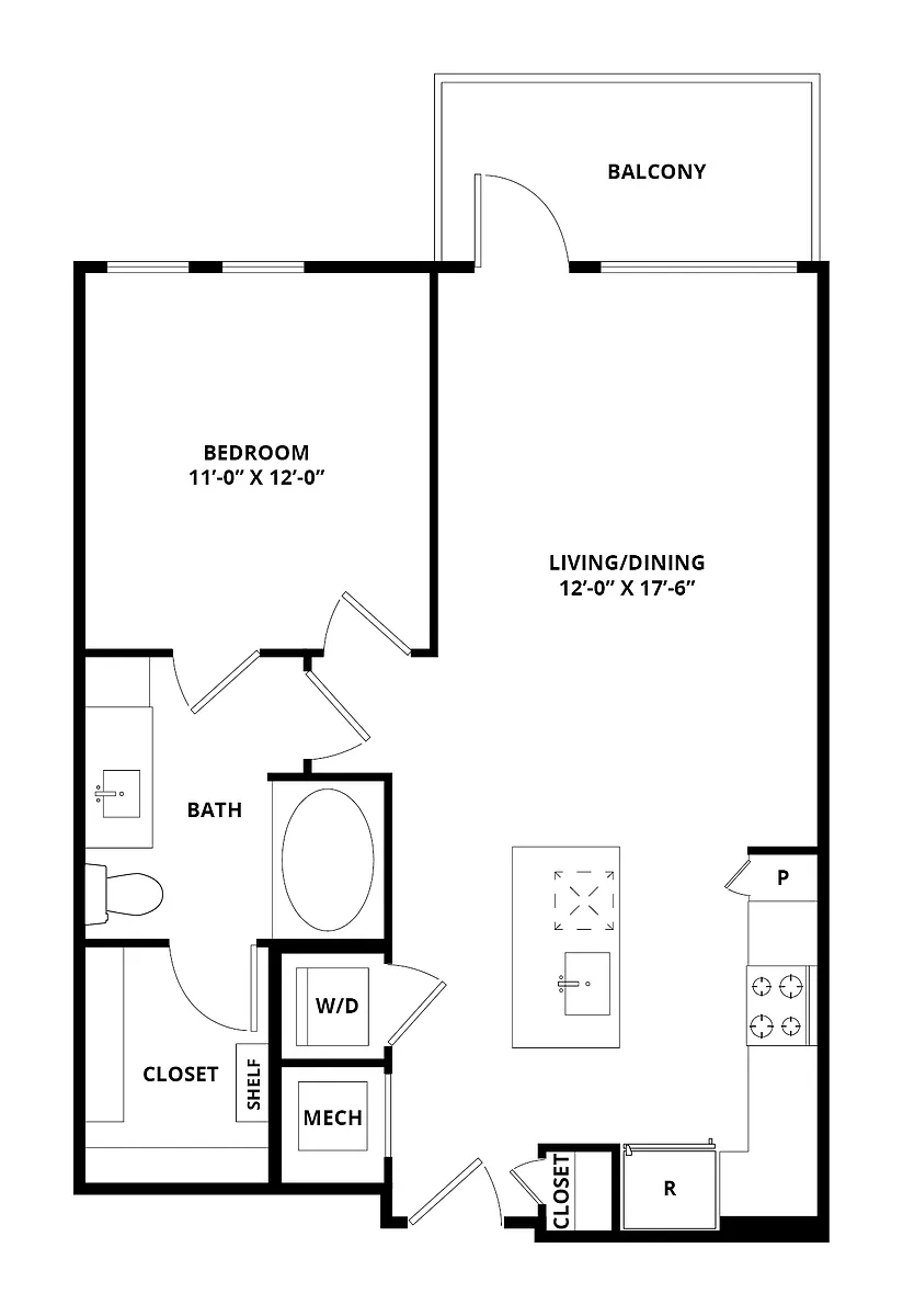 Floor plan 1 Bed/1 Bath-DupontC