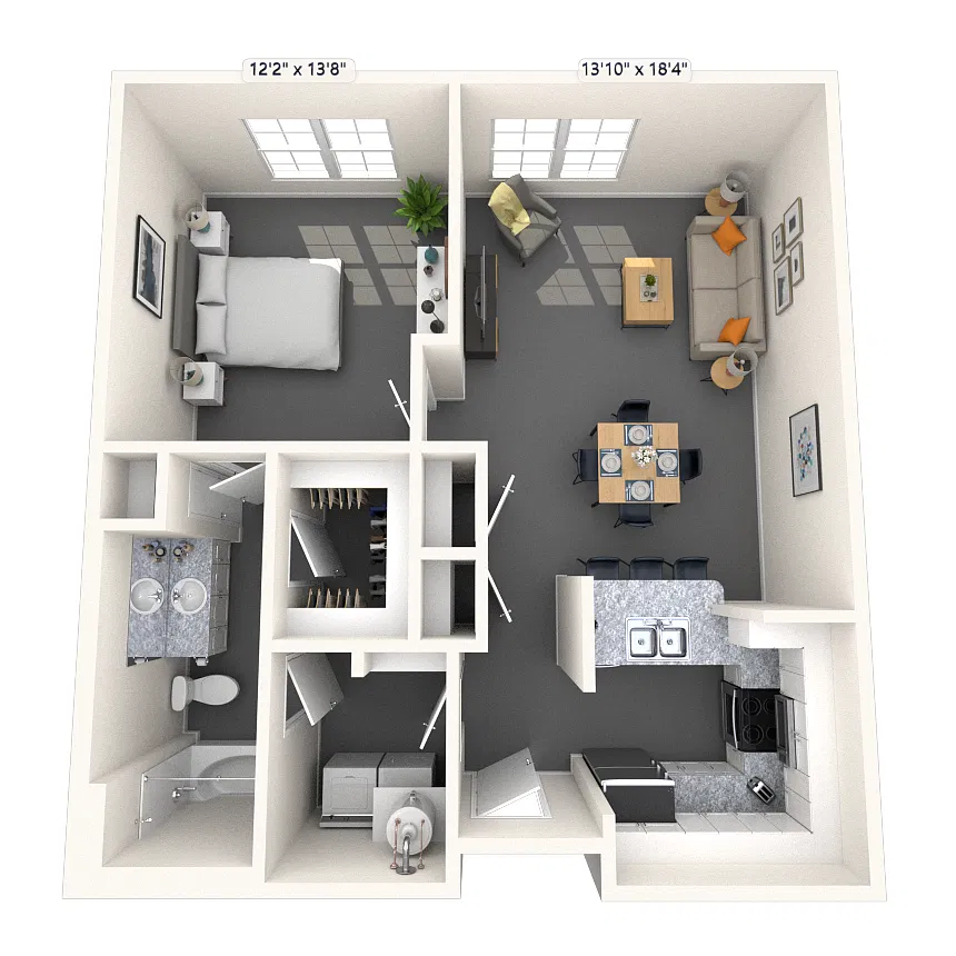 Floor plan Traditional 1x1 754-920 SF
