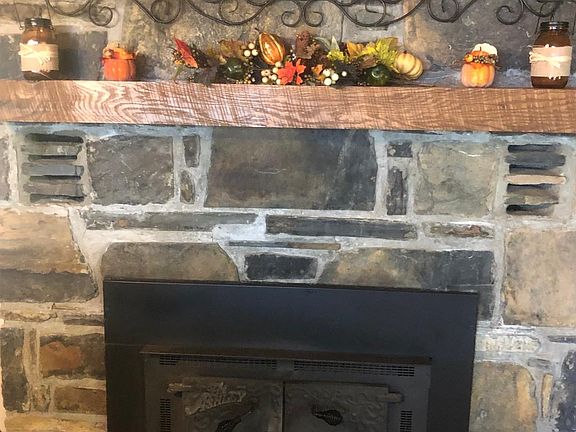 Upstairs stone fireplace