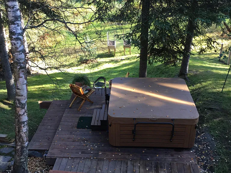 View of yard Fish Creek below
