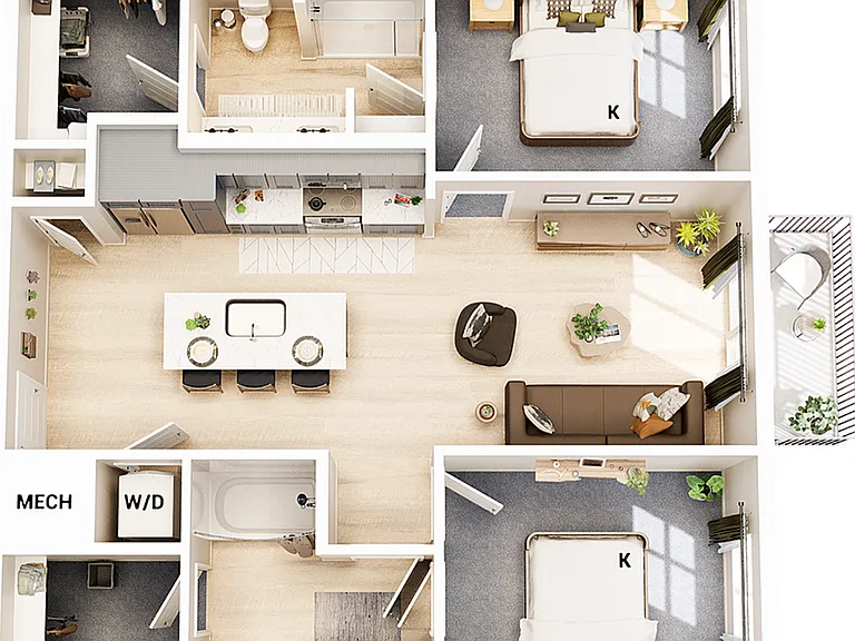 3D Floorplan - Unit B1B_Scheme B 3D Floorplan - Unit B1B_Scheme B