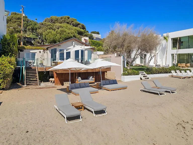 Luxurious beach sun loungers.