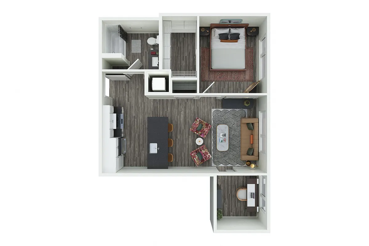 Floor plan 1x1 den - 1.01+D