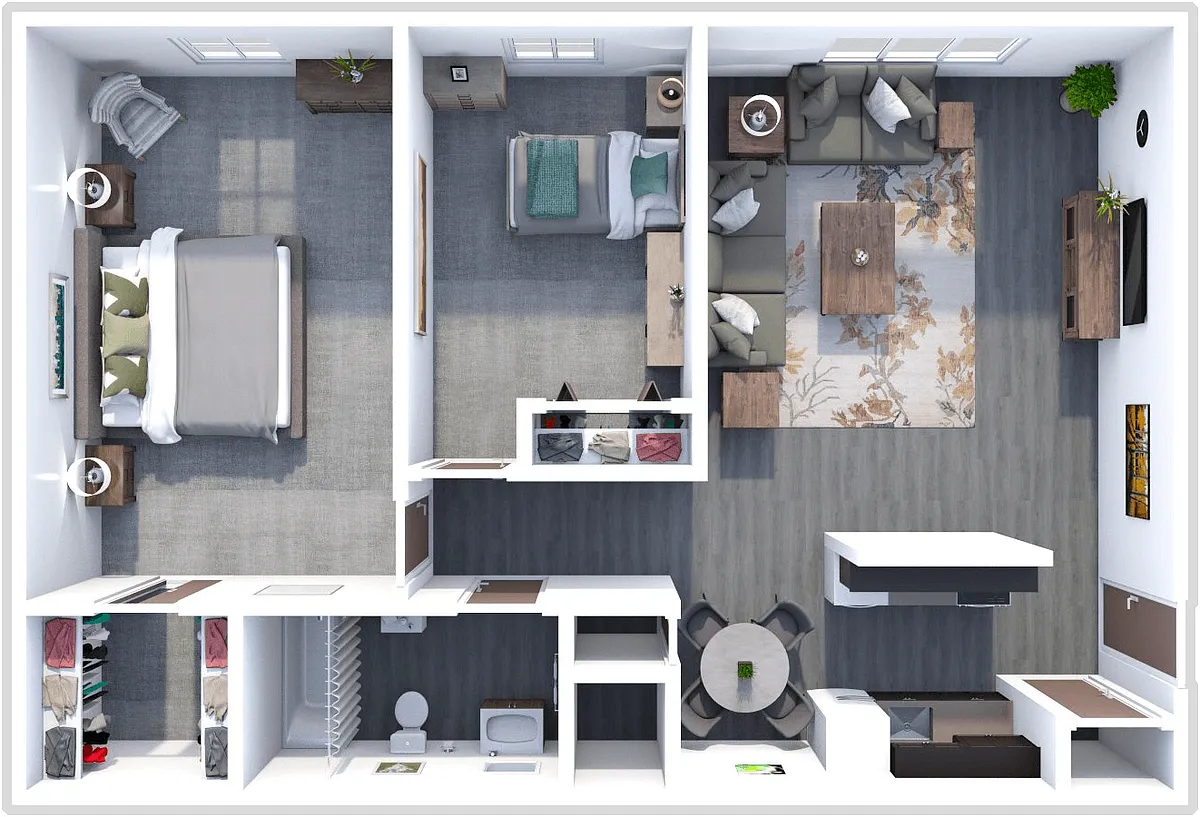 Floor plan 2 Bd 1 Bath Ross Park Fremont OH