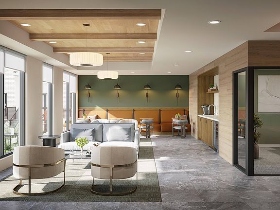 Our resident lounge offers a blend of comfort and style with ample seating, a sleek coffee bar, and scenic courtyard views.