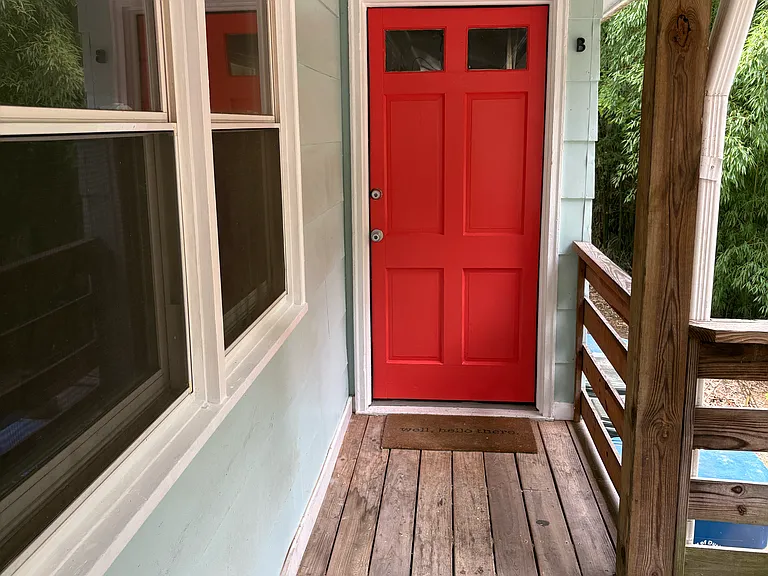 front door of unit B, seen from porch