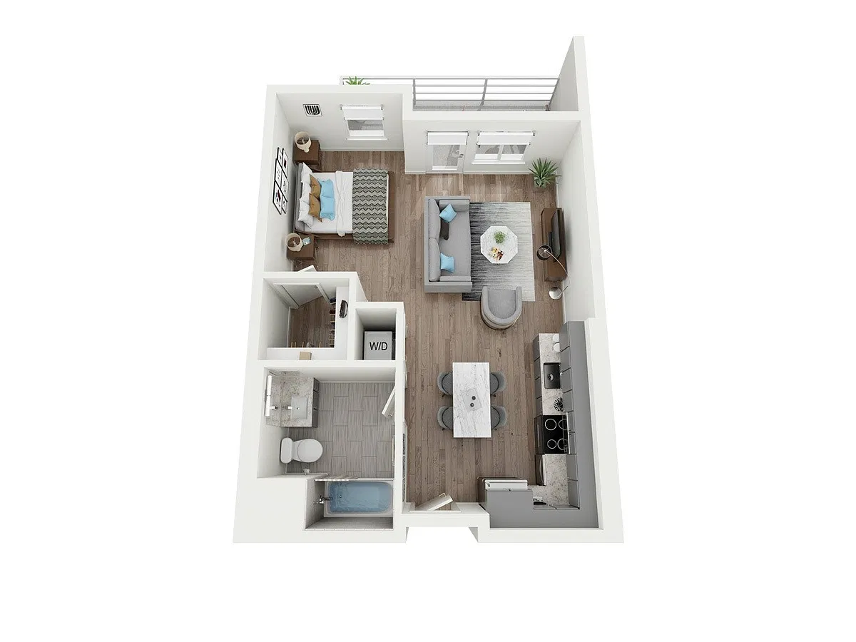 Floor plan Studio South Tower- West View