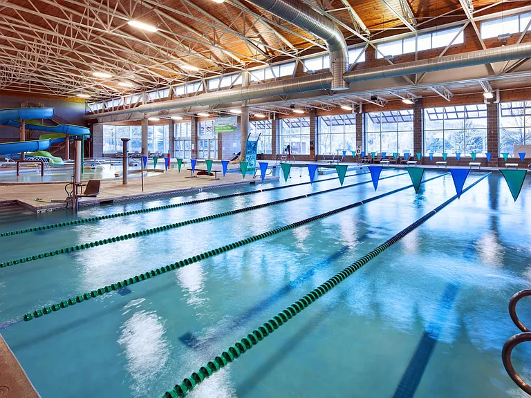 Across the street from Avon Rec Center which has water slide, lazy river, splash pool, diving pool, lap pool, large work-out area with many options.