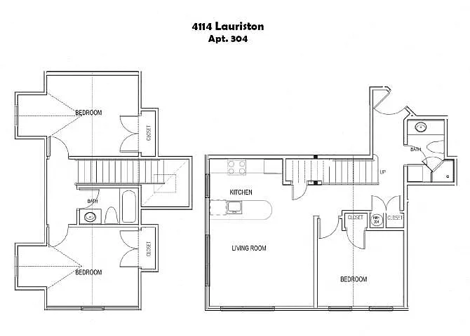 Floor plan 3 Bedroom 2 Bath