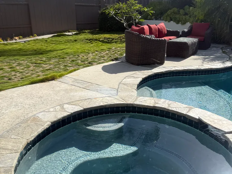 Easy care Korean lumping grass and sitting area