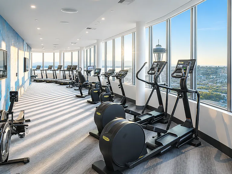 41st floor gym with Space Needle views