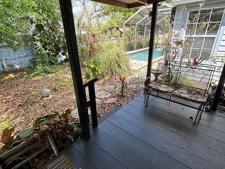 Back deck and pool.